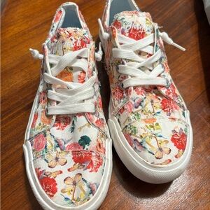 Blowfish Pink and White Sneakers with Floral Design